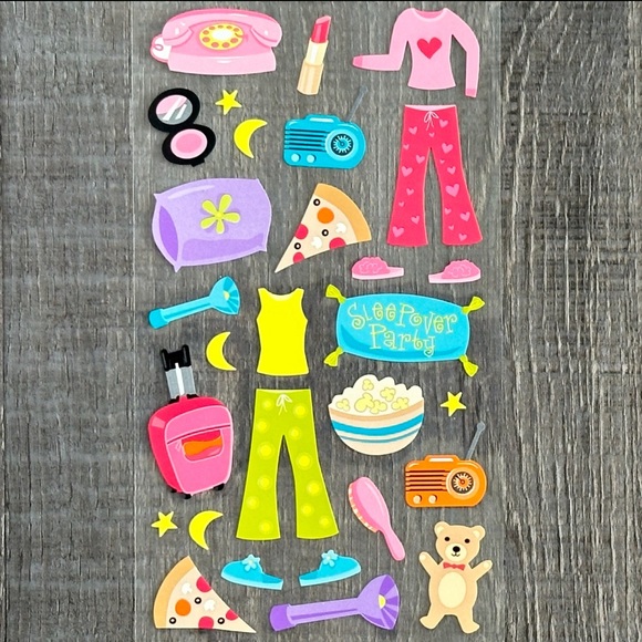 💞 New Slumber Party Scrapbook Stickers - Picture 1 of 2